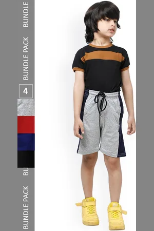 IndiWeaves Boys Pack Of 4 Mid-Rise Side Striped Pure Cotton Shorts