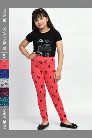BAESD Girls Pack of 5 Printed Pure Cotton Leggings