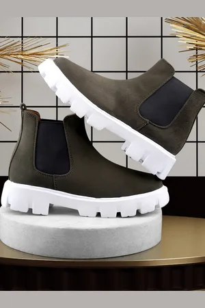 BXXY Men Heeled Mid-Top Suede Chelsea Boots