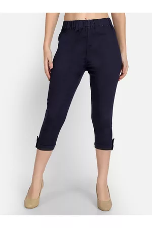 AngelFab Women High-Rise Denim Capris