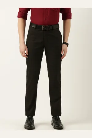 Peter England Men Checked Slim Fit Trousers