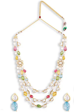 ABDESIGNS Gold-Plated Artificial Stones & Beads Layered Necklace