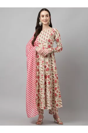 FIORRA Floral Printed Pure Cotton Kurta & Trouser With Dupatta