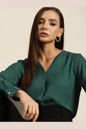 Invictus Women Green Solid Shirt Style Top