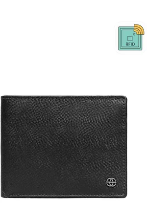 Eske Men Black Textured Leather Two Fold Wallet