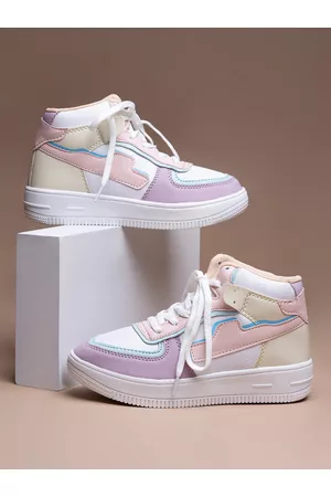 Shoetopia Women Colourblocked Lightweight Mid-Top Sneakers