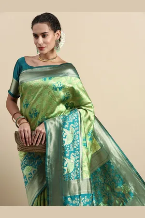 Lilots Ethnic Motifs Woven Design Banarasi Saree with Blouse Piece