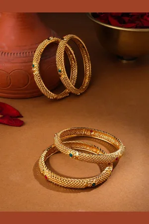 NVR Women Set Of 2 Gold-Plated Traditional Bangles