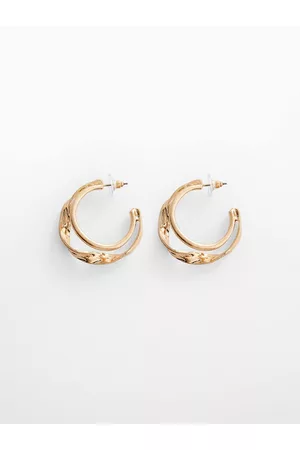 MANGO Women Gold earrings - Circular Half Hoop Earrings