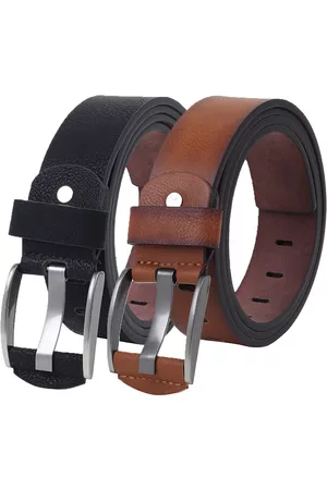Roadster Men Belts - The Lifestyle Co. Men Pack Of 2 Black & Brown Textured Belts