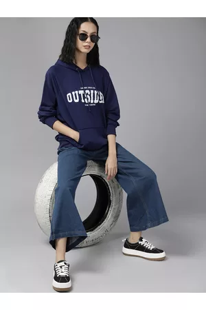 Roadster Women Sweatshirts - The Lifestyle Co. Women Applique Hooded Sweatshirt