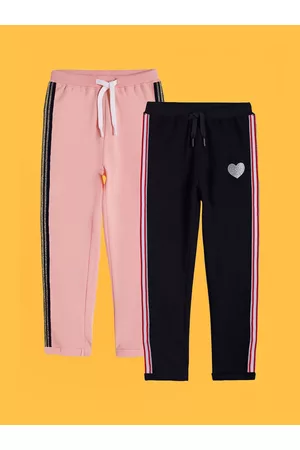 Anthrilo Girls Pack Of 2 Relaxed-Fit Cotton Joggers