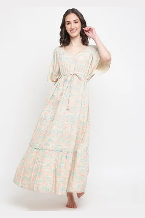 Fabindia V-Neck Floral Printed Maxi Dress
