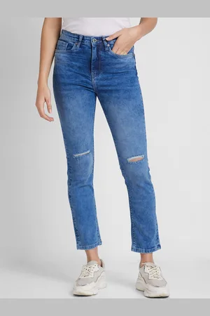 Being Human Women Slash Knee Light Fade Cotton Jeans