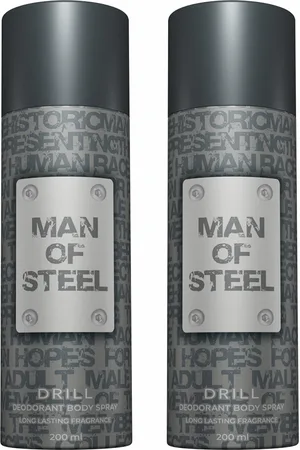 Denver Man of Steel Set of 2 Drill Deodorant Body Spray - 127g Each
