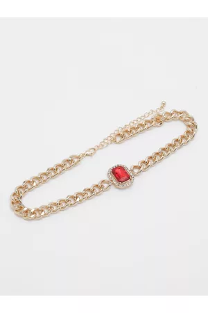 Boohoo Women Stones Studded Statement Choker Necklace