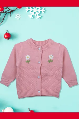 Baby Moo Girls Pink & White Floral Cardigan