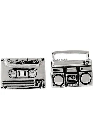The Tie Hub Silver-Toned & Black Cufflinks