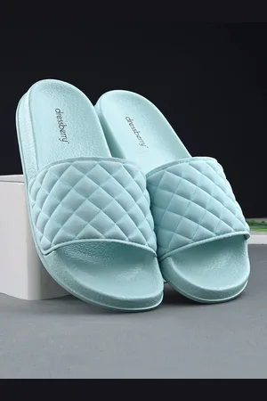 DressBerry Women Blue Textured Sliders