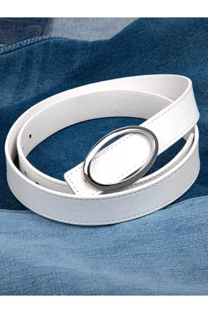 DressBerry Women White Synthetic Leather D-Ring Belt