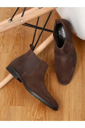 Teakwood Leathers Men Heeled Suede Mid-Top Chelsea Boots