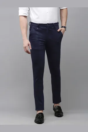 V Dot Men Self Design Slim Fit Formal Trousers