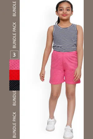 IndiWeaves Girls Pack Of 3 High-Rise Pure Cotton Shorts
