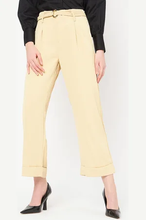 MADAME Women Pleated Cotton Trousers