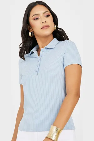 Styli Striped Polo Collar Short Sleeves T-shirt