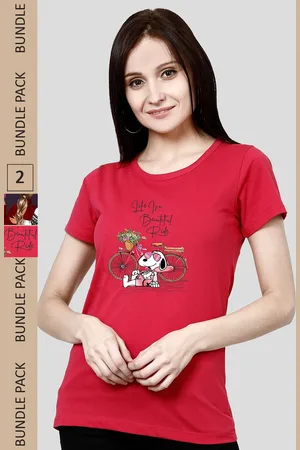 Chozi Pack Of 2 Graphic Printed Running Cotton T-shirt