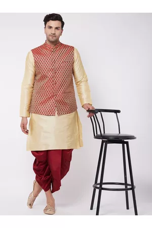 Vera Mont Women Kurtas with Dhoti Pants - Mandarin Collar Regular Kurta with Dhoti Pants & Woven Design Nehru Jacket