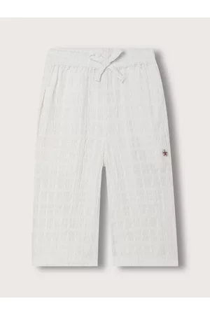 Elle Girls Striped Mid Rise Plain Pure Cotton Parallel Trousers