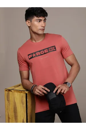 FORCE IX Men Brand Logo Embossed Knitted Regular T-shirt