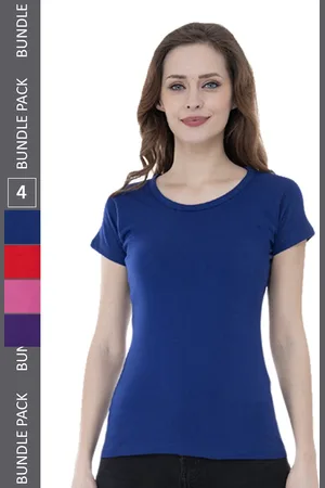 IndiWeaves Pack Of 4 Round Neck Pure Cotton T-shirt