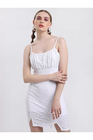 Ketch Schiffli Shoulder Straps Mini Bodycon Dress