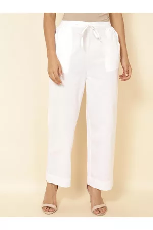 Buy Natural Linen Blend Woven Casual Pant for Women Online at Fabindia   20090123