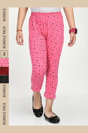 IndiWeaves Girls Pack of 3 Printed High Rise Pure Cotton Capris