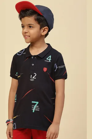 Monte Carlo Boys Typography Printed Polo Collar Pure Cotton T-shirt