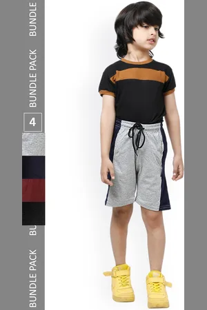 IndiWeaves Boys Pack Of 4 Striped High-Rise Pure Cotton Shorts