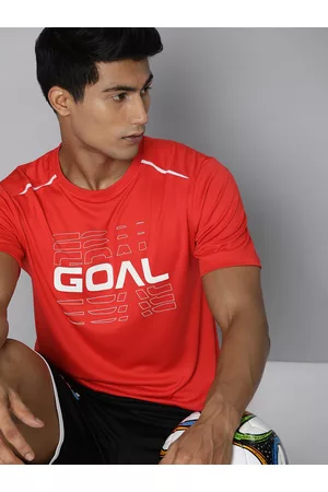HRX Men Football T-shirts - Football Men High Risk Red Rapid-Dry Typography T-shirt