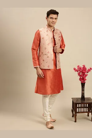 Buy Van Heusen Peach Nehru Jacket Online - 666562 | Van Heusen