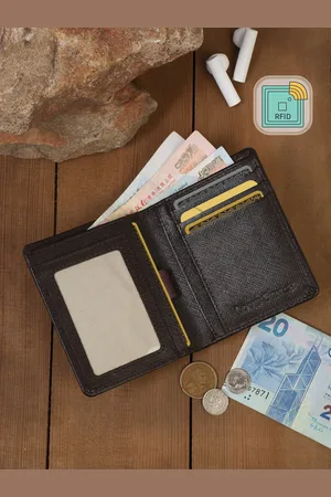 LOUIS STITCH Men Brown Bifold Saffiano Leather RFID Protected Wallet Purse