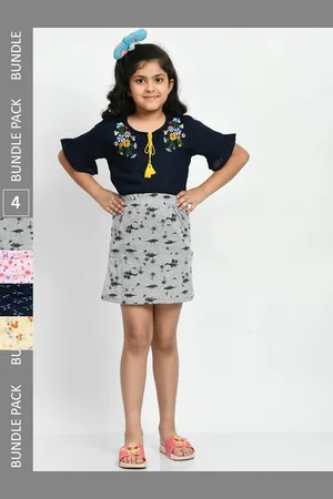 BAESD Girls Pack Of 4 Mini A-Line Pure Cotton Skirts