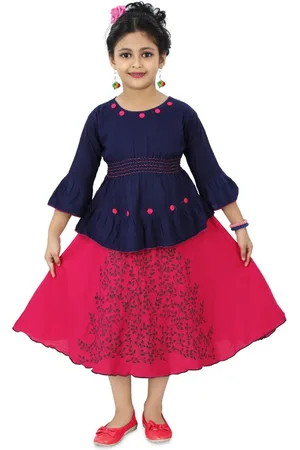 BAESD Girls Round Neck Printed Top with Skirt