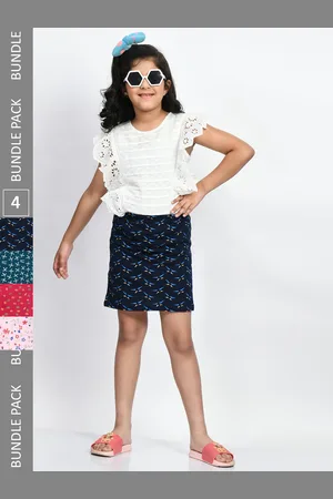 BAESD Girls Pack of 4 Straight Pure Cotton Mini Skirts