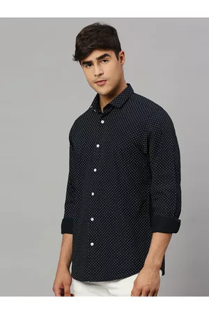 Mast & Harbour Navy Blue Classic Micro Ditsy Printed Casual Shirt