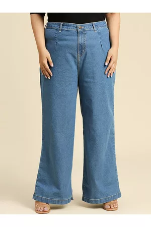 High Star Women Plus Size Comfort Wide Leg High-Rise Stretchable Jeans