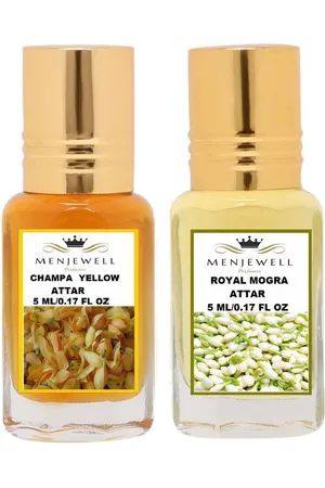 Menjewell Set Of 2 Champa Yellow & Royal Mogra Natural Attar 10ml