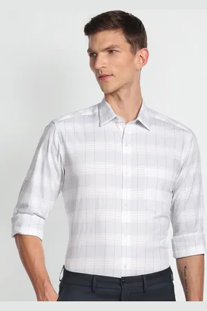 Arrow Tartan Checked Spread Collar Pure Cotton Shirt