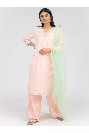 HERE&NOW Green & Gold-Toned Gotta Patti Dupatta
